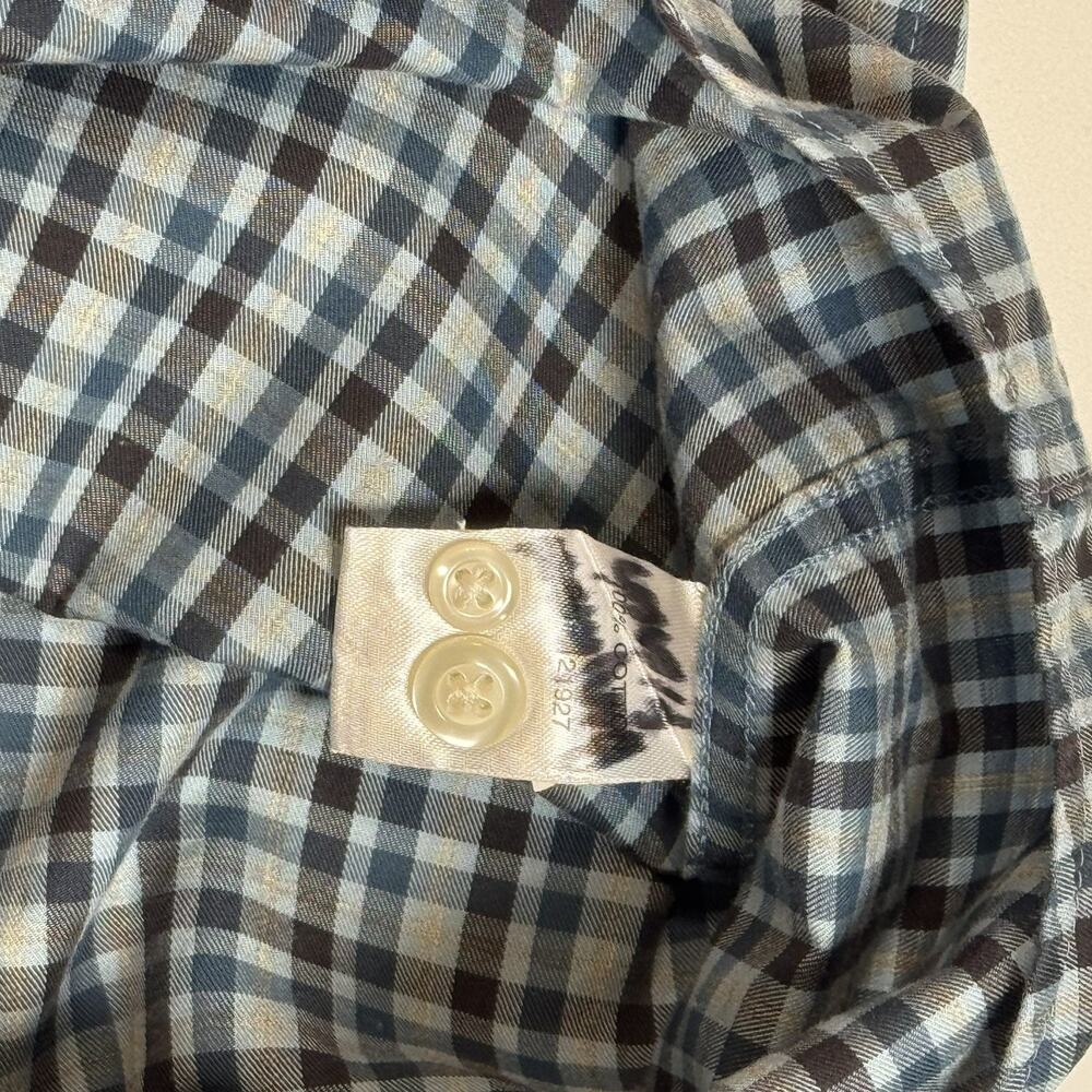 Johnnie-O Shirt Mens Large Blue Check Stretch Button Up Long Sleeve Casual - Picture 7 of 14